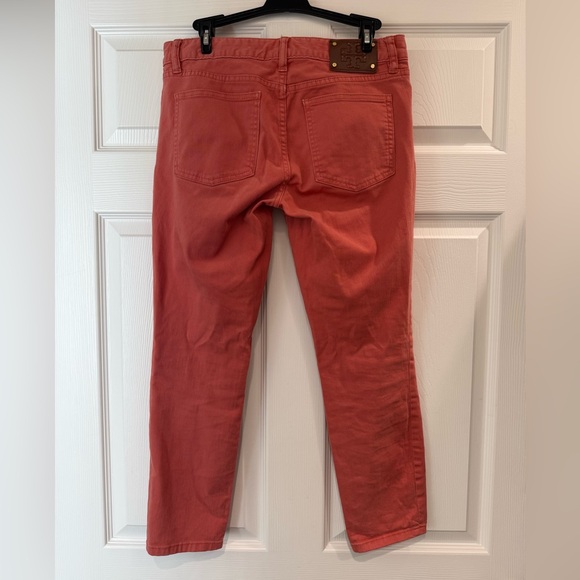 Tory Burch Coral Pants & Floral Cardigan Set XS Alexa Cropped Skinny Size 28 - Picture 7 of 9